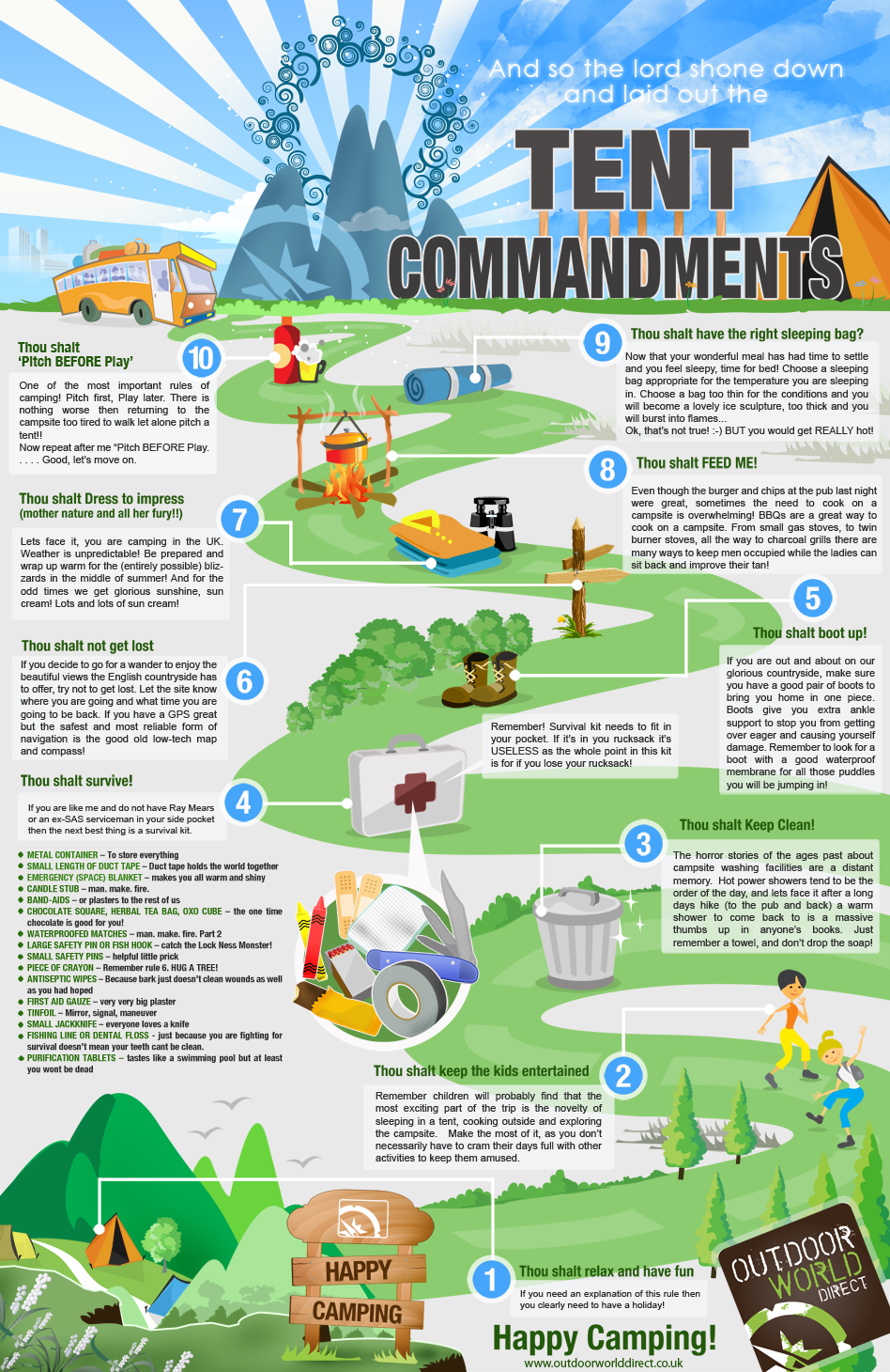 The Tent Commandments - camping tips by Outdoor World Direct