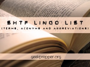 shtf prepper lingo terms